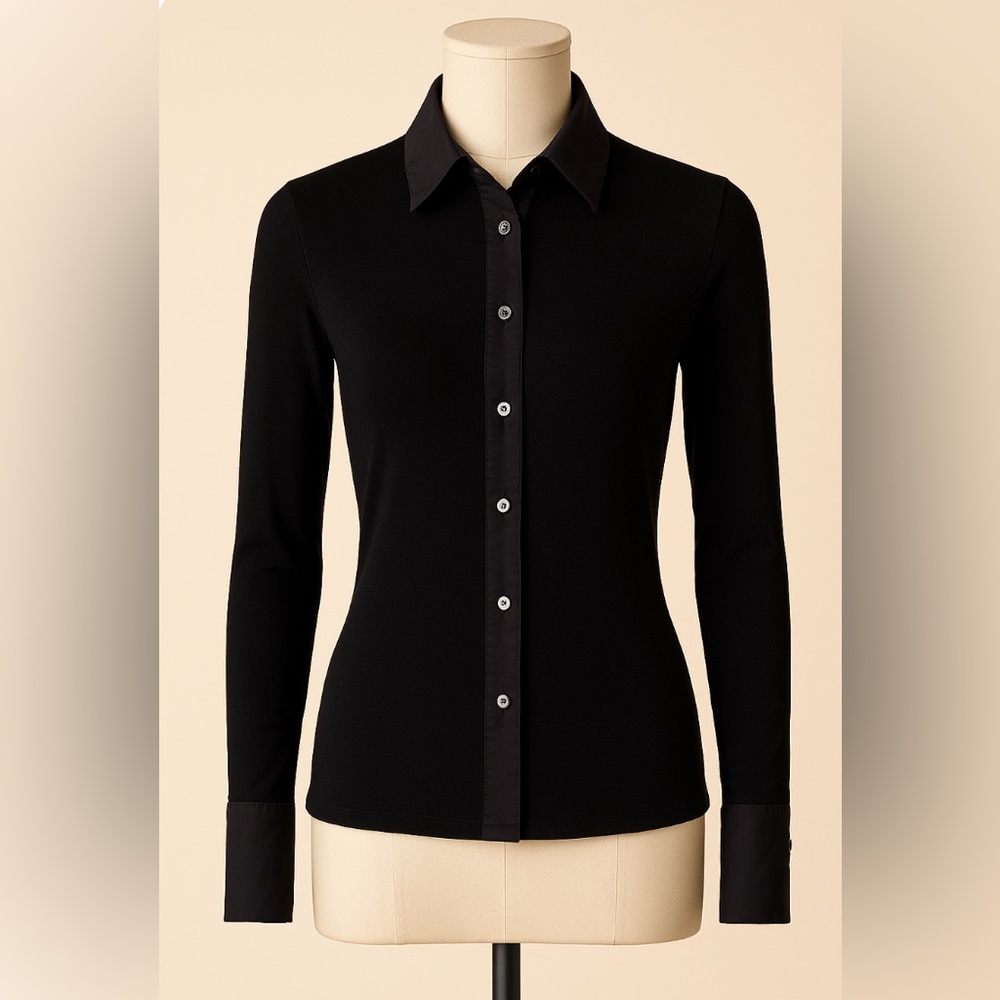 Marc Cain Black Long Sleeve Button-Up Shirt